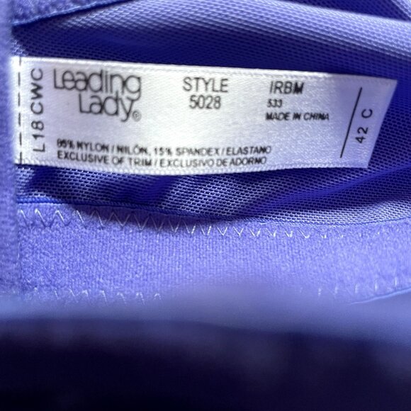 Leading Lady Lightly Padded Contour Underwire Bra Purple Plus Size 42 C 5028 - Picture 4 of 4